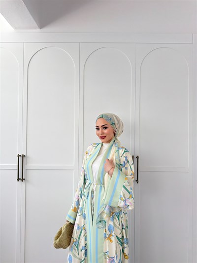 Kelva Abaya Şal Hediyeli - Yeşil