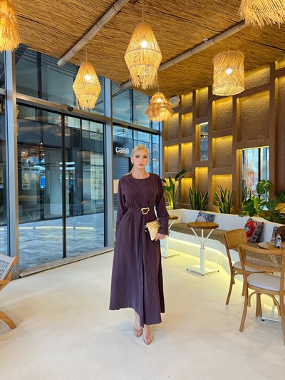 Kemma Broşlu Elbise - Mürdüm