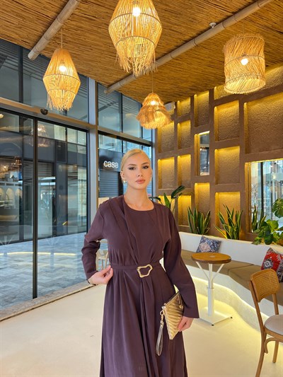 Kemma Broşlu Elbise - Mürdüm