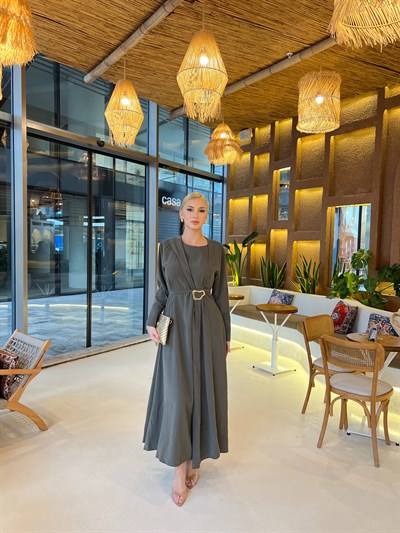 Kemma Broşlu Elbise -Yeşil