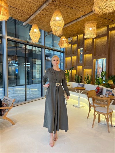 Kemma Broşlu Elbise -Yeşil