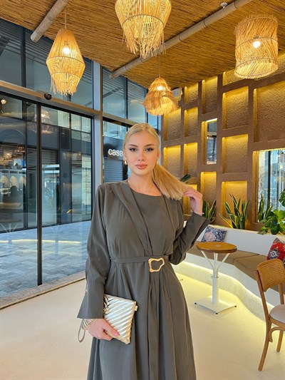 Kemma Broşlu Elbise -Yeşil