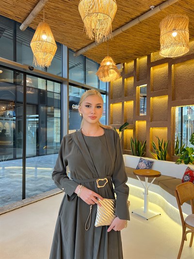 Kemma Broşlu Elbise -Yeşil