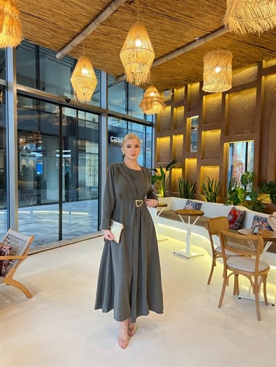 Kemma Broşlu Elbise -Yeşil