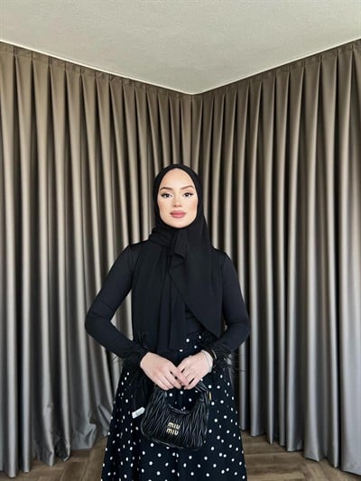 Kolu Tüylü Body - Siyah