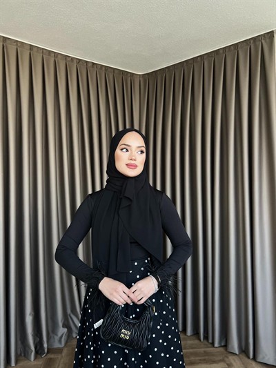 Kolu Tüylü Body - Siyah