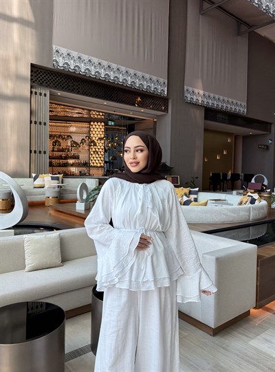 Lale Müslin Takım - Beyaz