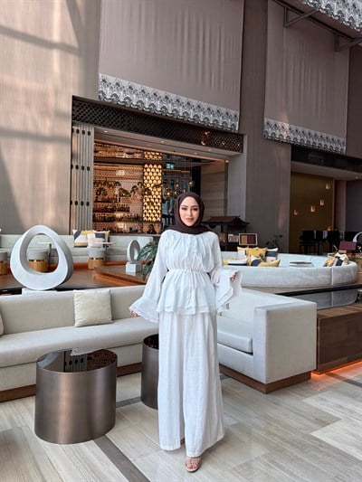 Lale Müslin Takım - Beyaz