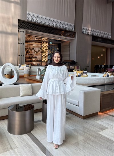 Lale Müslin Takım - Beyaz