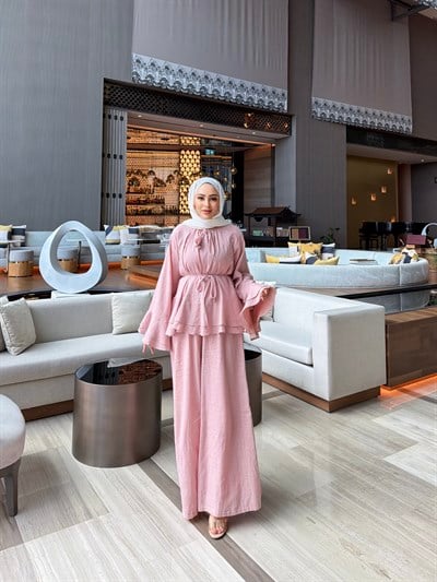 Lale Müslin Takım - Pudra