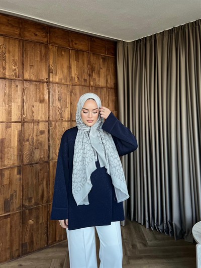 Lea Simli Kolu Kıvırmalı Kazak - Lacivert