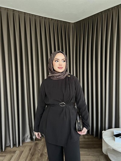 Lesna Broşlu Takım - Kahverengi