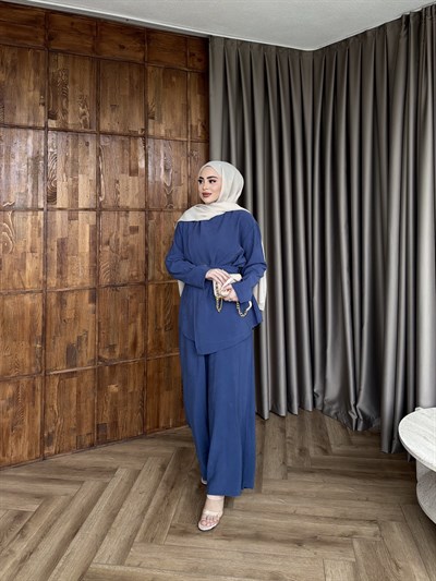 Lessan Broşlu Takım - İndigo