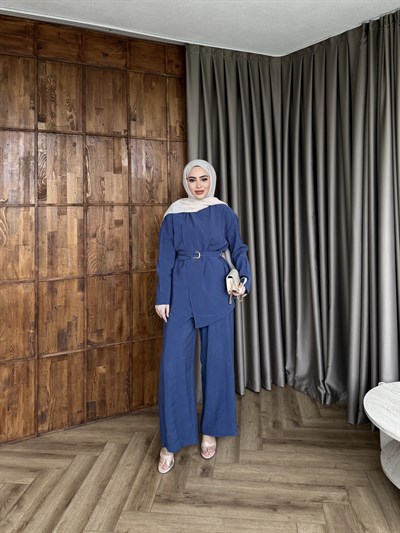 Lessan Broşlu Takım - İndigo