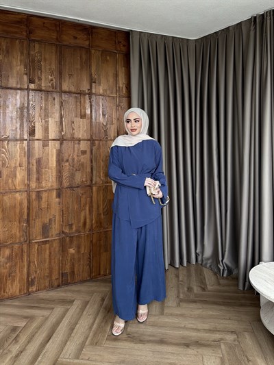 Lessan Broşlu Takım - İndigo