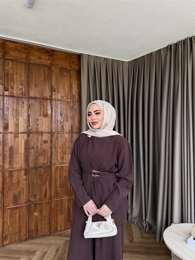 Lessan Broşlu Takım - Kahve