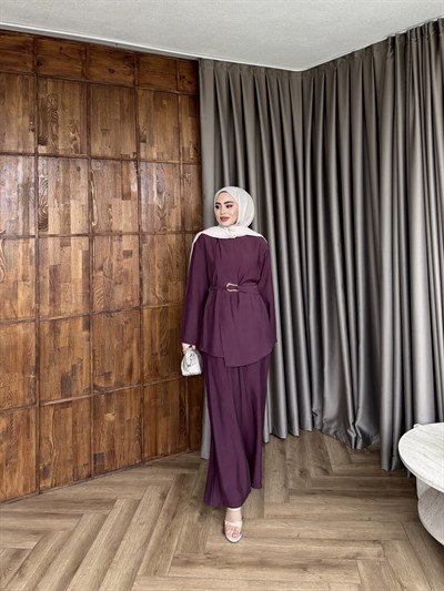 Lessan Broşlu Takım - Mürdüm