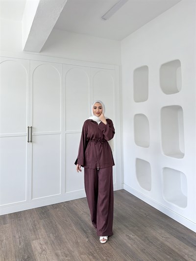 Lizbon Keten Takım - Mürdüm