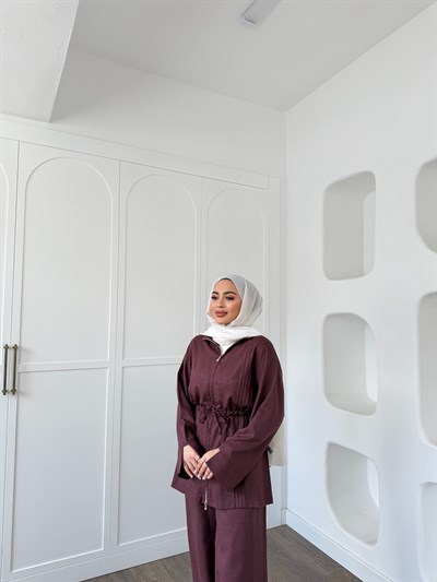 Lizbon Keten Takım - Mürdüm