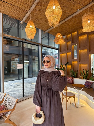 Lubana Elbise - Kahve