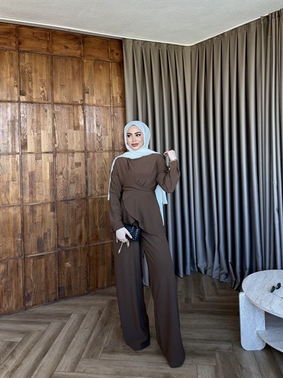 Luna Bel Bağlamalı Takım - Kahve