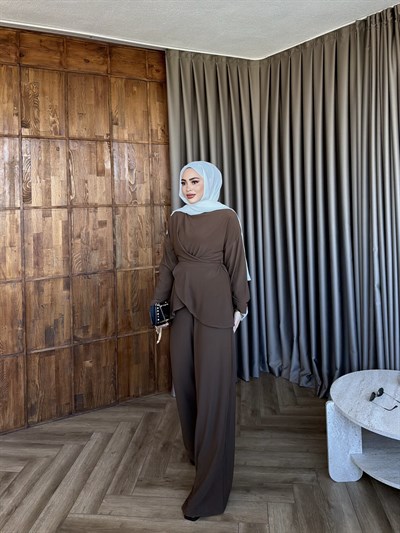 Luna Bel Bağlamalı Takım - Kahve