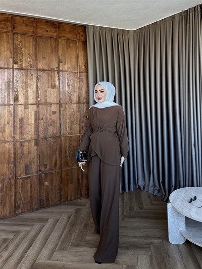 Luna Bel Bağlamalı Takım - Kahve