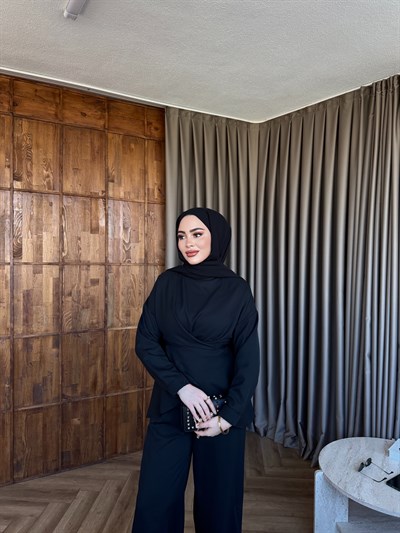 Luna Bel Bağlamalı Takım - Siyah