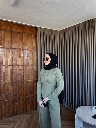 Luna Bel Bağlamalı Takım - Yeşil 