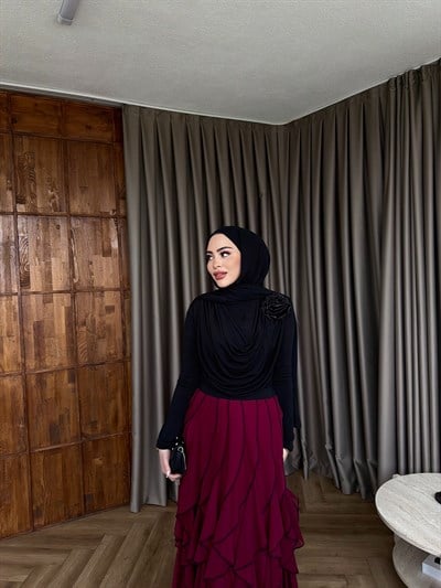 Mabel Etekli Takım - Siyah Bordo