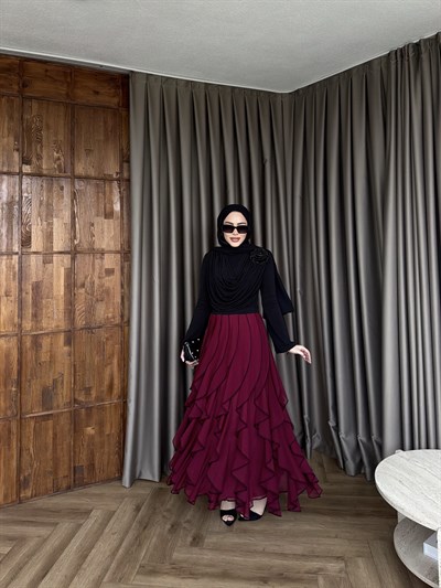 Mabel Etekli Takım - Siyah Bordo