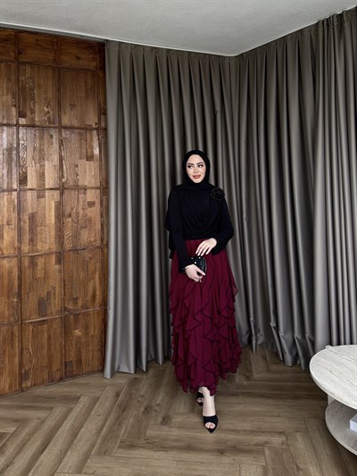 Mabel Etekli Takım - Siyah Bordo