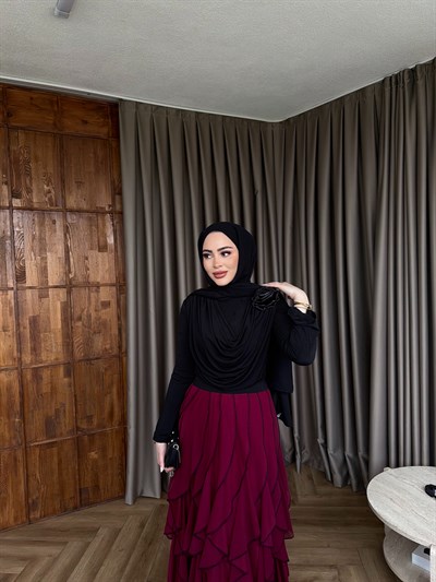 Mabel Etekli Takım - Siyah Bordo