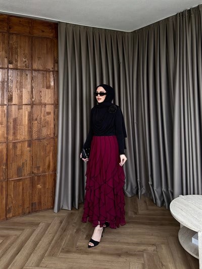 Mabel Etekli Takım - Siyah Bordo