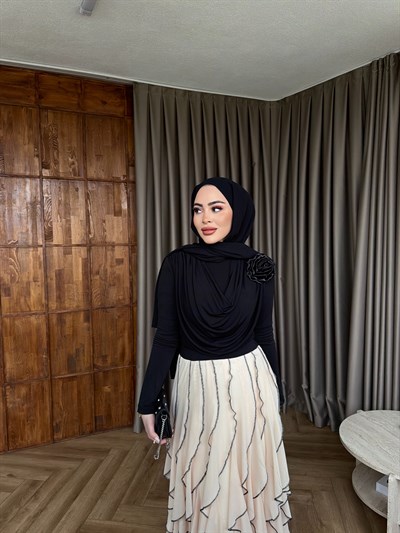 Mabel Etekli Takım - Siyah Pudra