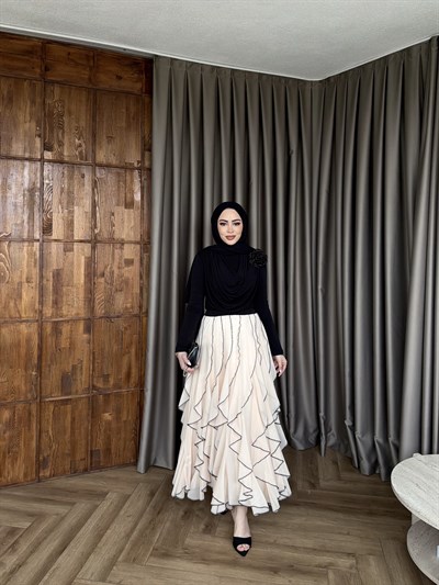 Mabel Etekli Takım - Siyah Pudra