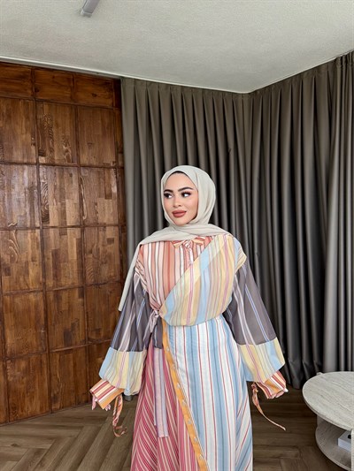 Mandalin Desenli Elbise - Oranj