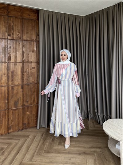 Mandalin Desenli Elbise - Pembe