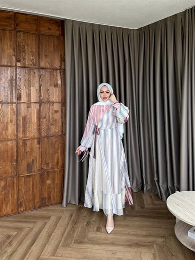 Mandalin Desenli Elbise - Pembe