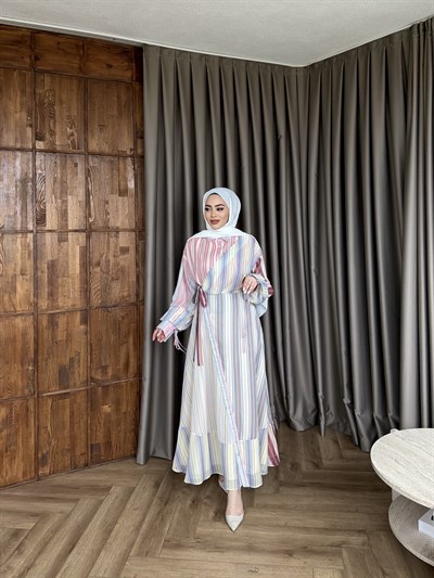 Mandalin Desenli Elbise - Pembe