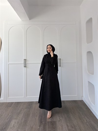 Melisa Bağlamalı Elbise - Siyah