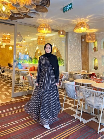 Merve Kemer Detaylı Elbise - Siyah
