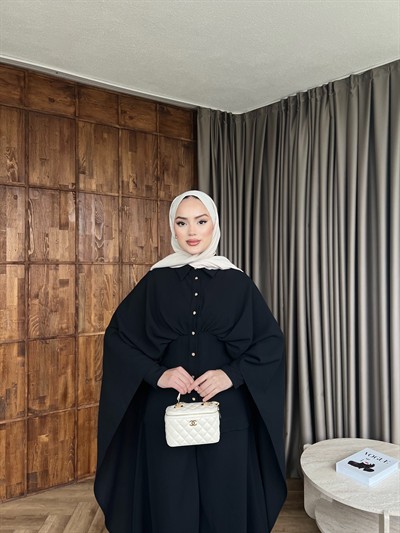 Merve önü Düğmeli Takım - Siyah