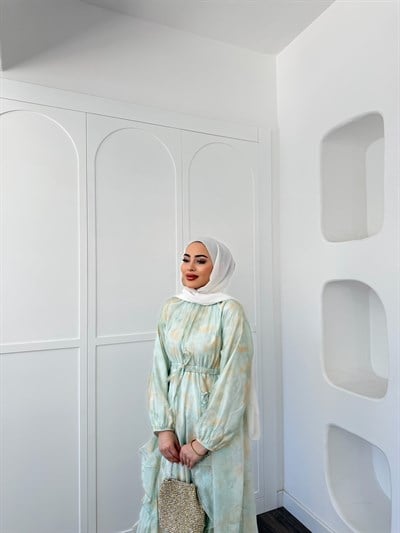 Meryem Desenli Elbise - Mint