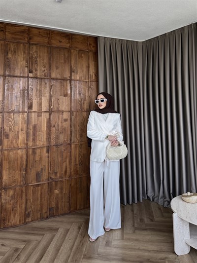 Meryem yan kemerli Takım - Krem