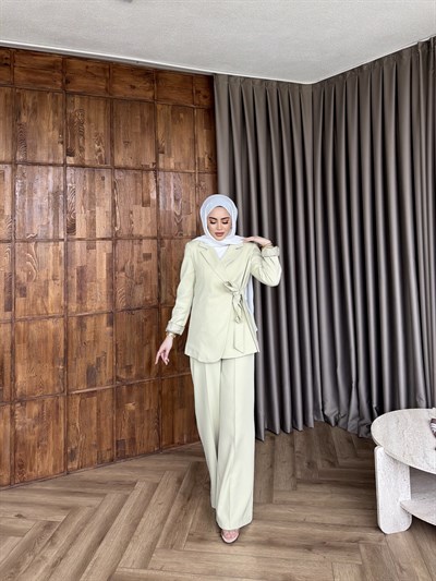 Meryem yan kemerli Takım - Açık Sarı