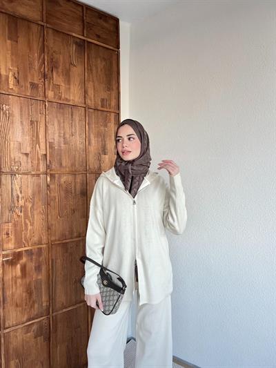 Mesla Fermuarlı Takım - Ekru