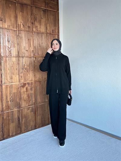 Mesla Fermuarlı Takım - Siyah