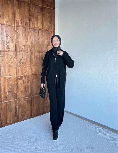 Mesla Fermuarlı Takım - Siyah