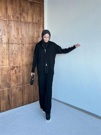 Mesla Fermuarlı Takım - Siyah